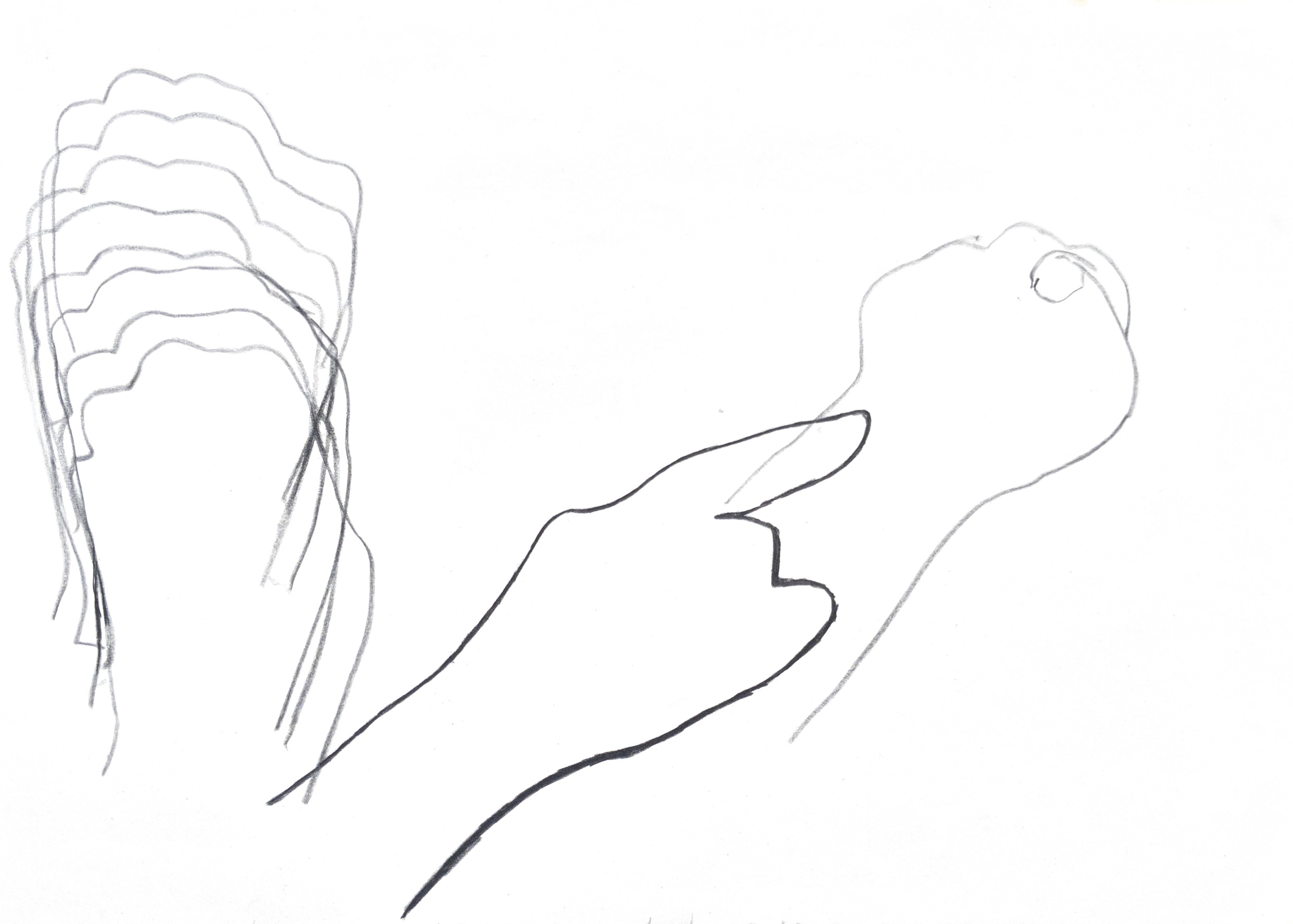 outlined drawing of a hand
